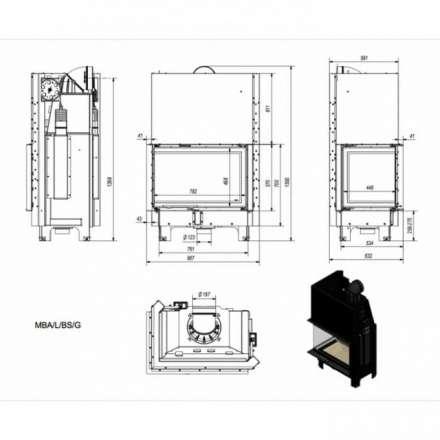 Каминная топка Kratki MBA/L/BS/G в Слониме