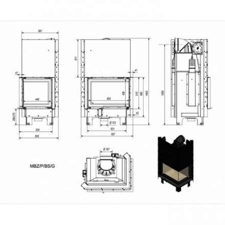 Каминная топка Kratki MBZ/P/BS/G в Слониме