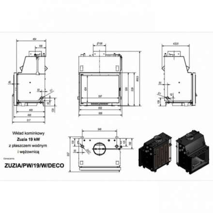 Каминная топка Kratki Zuzia/PW/19/W/DECO в Слониме