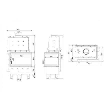 Каминная топка Defro Home RIVA SM BL SHORT угловая, с водяным контуром в Слониме