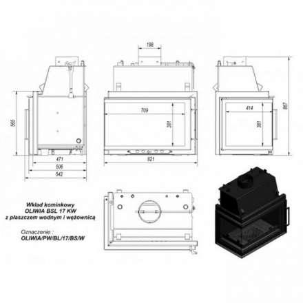 Каминная топка Kratki Oliwia/PW/BL/17/BS/W в Слониме