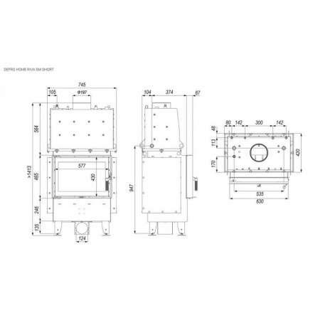 Каминная топка DEFRO HOME RIVA SM SHORT с водяным контуром в Слониме
