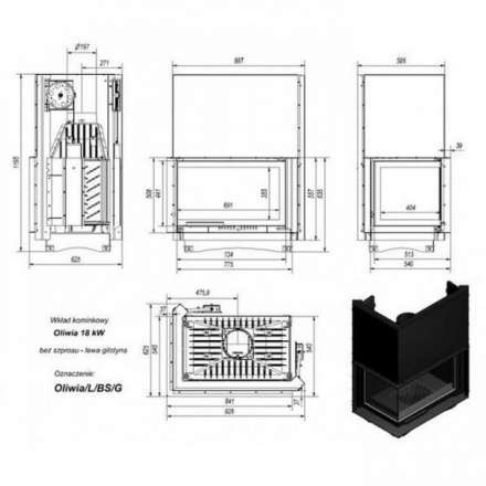 Каминная топка Kratki Oliwia/L/BS/G в Слониме