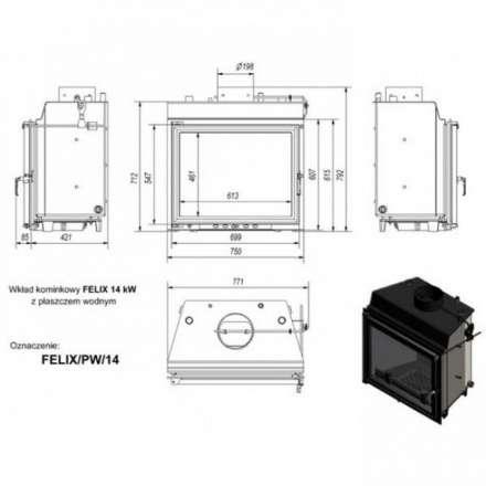 Каминная топка Kratki Felix/PW/14/W в Слониме