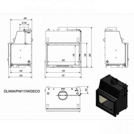 Каминная топка Kratki OLIWIA/PW/17/W/DECO в Слониме