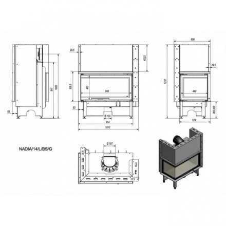 Каминная топка Kratki NADIA/14/L/BS/G в Слониме
