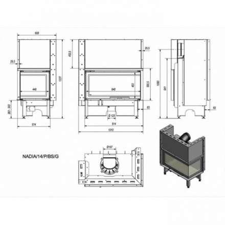 Каминная топка Kratki NADIA/14/P/BS/G в Слониме