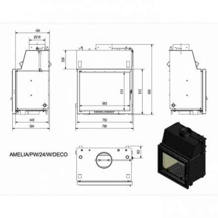 Каминная топка Kratki Amelia/PW/24/W/DECO (змеевик) в Слониме