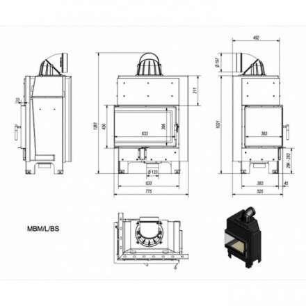 Каминная топка Kratki MBM/L/BS в Слониме