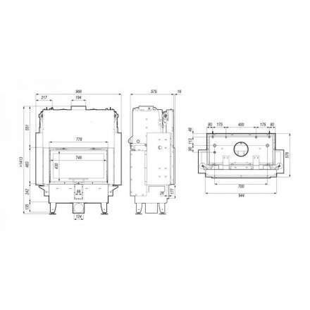 Каминная топка Defro Home RIVA ME G SHORT с водяным контуром и подъемом стекла вверх в Слониме