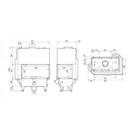 Каминная топка DEFRO HOME RIVA ME BL G SHORT угловая с водяным контуром и подъемом стекла вверх в Слониме