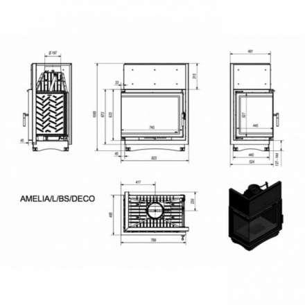 Каминная топка Kratki Amelia/L/BS/Deco в Слониме