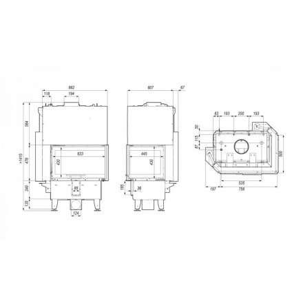 Каминная топка DEFRO HOME RIVA SM BL G SHORT угловая с водяным контуром и подъемом стекла вверх в Слониме