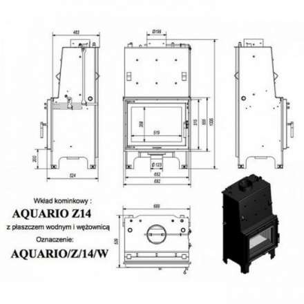 Каминная топка Kratki AQUARIO/Z/14/PW/W в Слониме