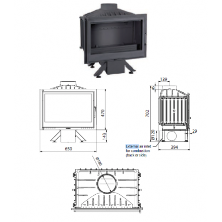 Каминная топка Ferguss FG17 с подводом воздуха извне и шибером в Слониме