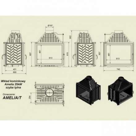 Каминная топка Kratki Amelia/T в Слониме