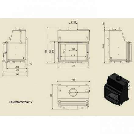 Каминная топка Kratki Oliwia/R/PW/17 в Слониме