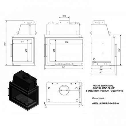 Каминная топка Kratki Amelia/PW/BP/24/BS/W в Слониме