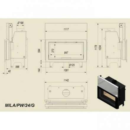 Каминная топка Kratki Mila/PW/24/G в Слониме