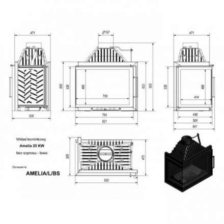 Каминная топка Kratki Amelia/L/BS в Слониме