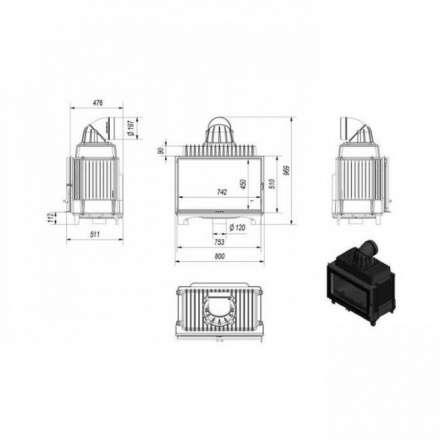 Каминная топка Kratki FRANEK/14 в Слониме