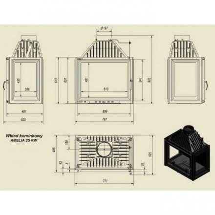 Каминная топка Kratki Amelia/LPT в Слониме