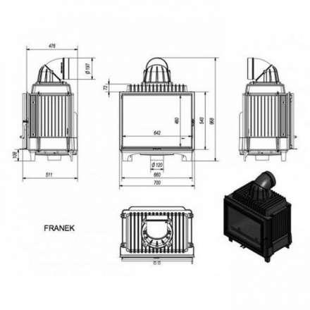 Каминная топка Kratki FRANEK/12 в Слониме