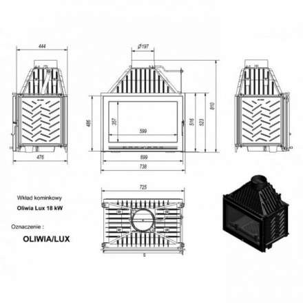 Каминная топка Kratki Oliwia/LUX в Слониме