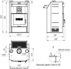 Печь-камин со стеклом Теплодар Сиеста 30 фото габариты в Слониме