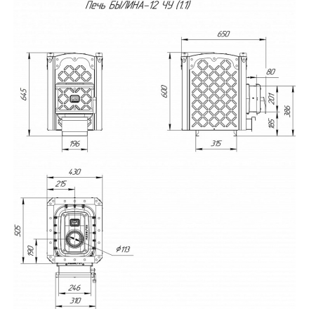 Печь для бани Теплодар Былина-12 ЧУ (1.1) в Слониме